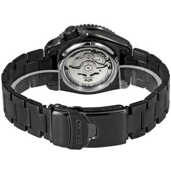 Seiko 5 Sports Automatic Black Dial Black Steel Strap Watch For Men - SRPD65K1 - Image 7